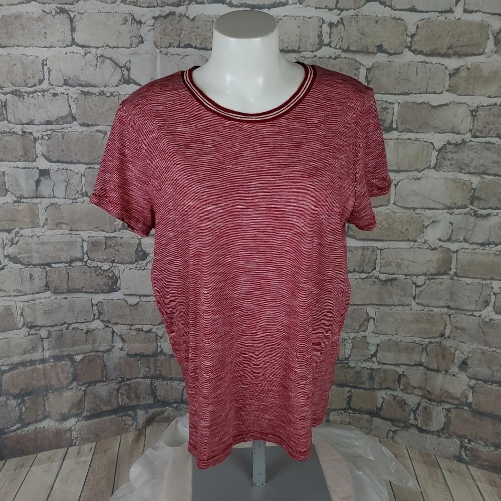 Madewell Heather  Knit Crew Neck Tee Burgundy Large